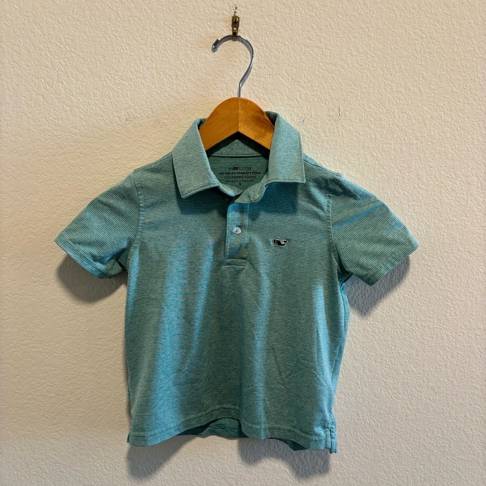 Vineyard Vines Boys' Teal-Green Short Sleeve Polo on the go Sankaty